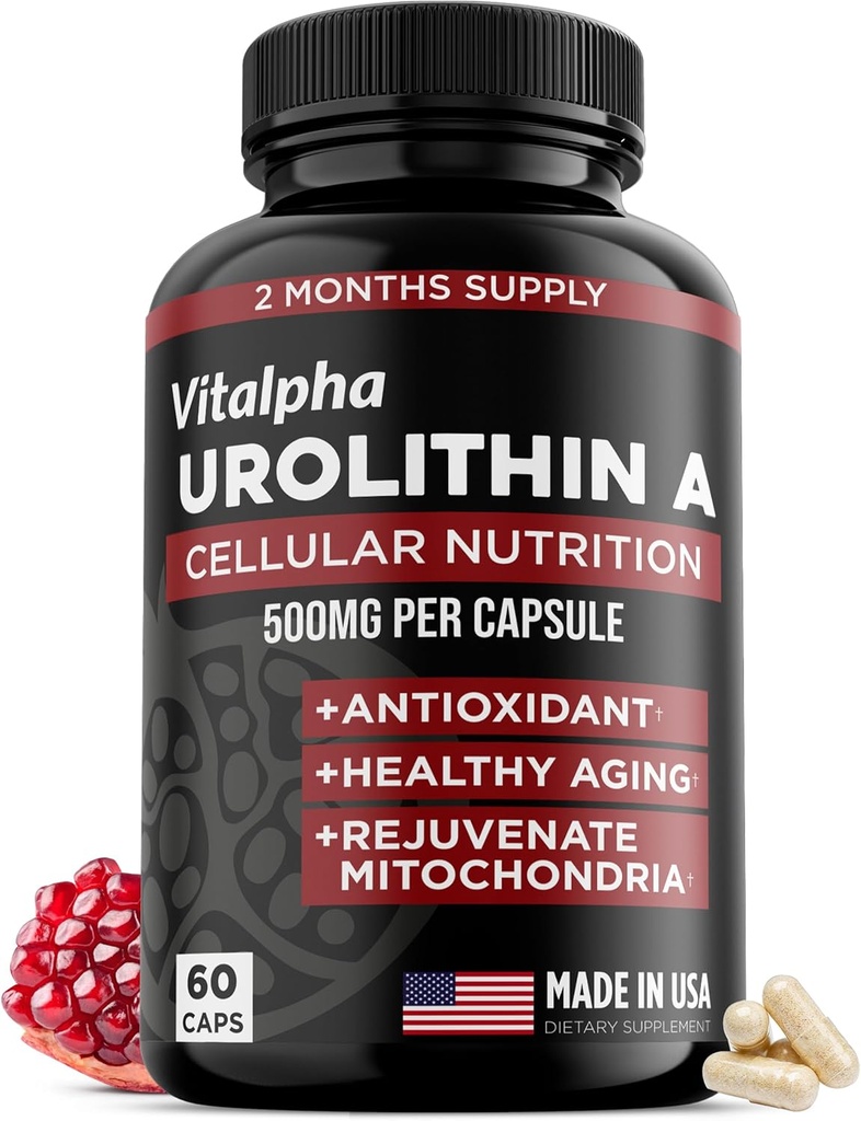 Anti-Aging Urolitin Un supliment - protecție antioxidantă pură și puternică Suplimente mitocondriale - Energie naturală Boost - Mitocondriale de sănătate și de reparare a celulelor de sprijin pentru bărbați și femei - 60 Capsuri