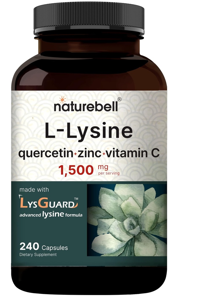 NatureBell L-Lysine 1000 mg capsule + Querbetin 250 mg cu vitamina C și zinc, 240 Conte 