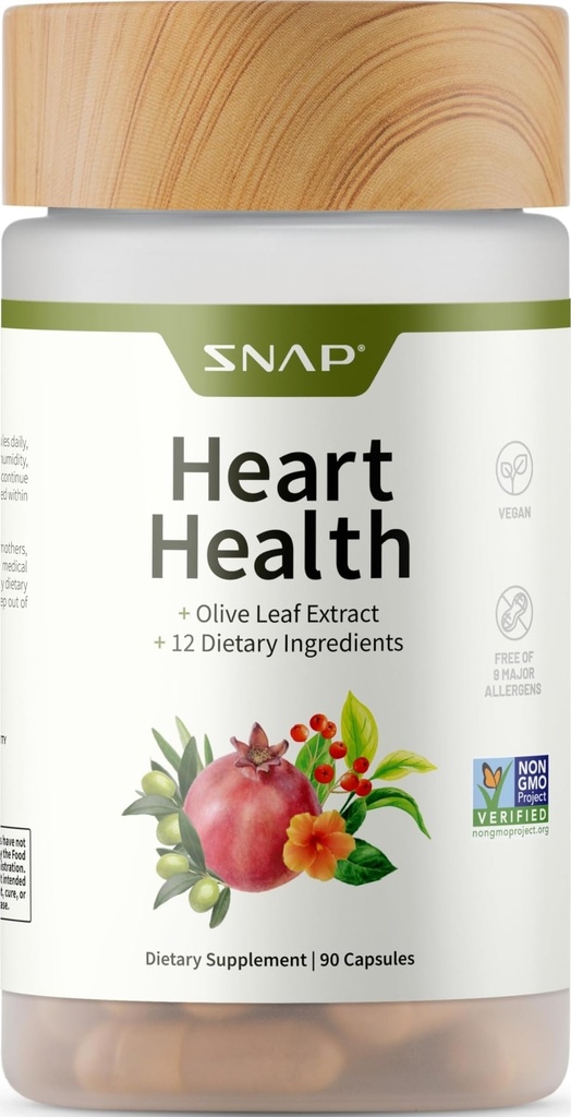 Snap Suplimente de sprijin pentru inima - suport botanic pentru sanatatea inimii, circulatie sanatoasa, si niveluri de oxid de azot, 90 capsule (30 Serviri, 1 luna de aprovizionare)
