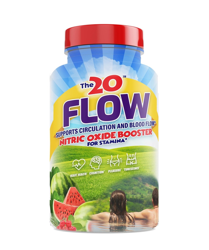 The20: Flow - supliment de oxid de azot - 60 capsule - L-Citrulină din pepene verde organic, Spanac organic, și Cireșe Acerola organică - pentru inimă, creier și sănătate generală - No Gluten