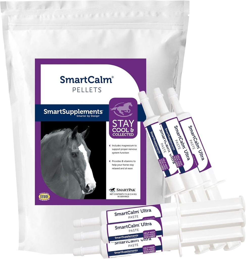 SmartEquine SmartCalm Pellets & SmartCalm Ultra Paste 6 Tube Bundle, Cai calmant Supliment 