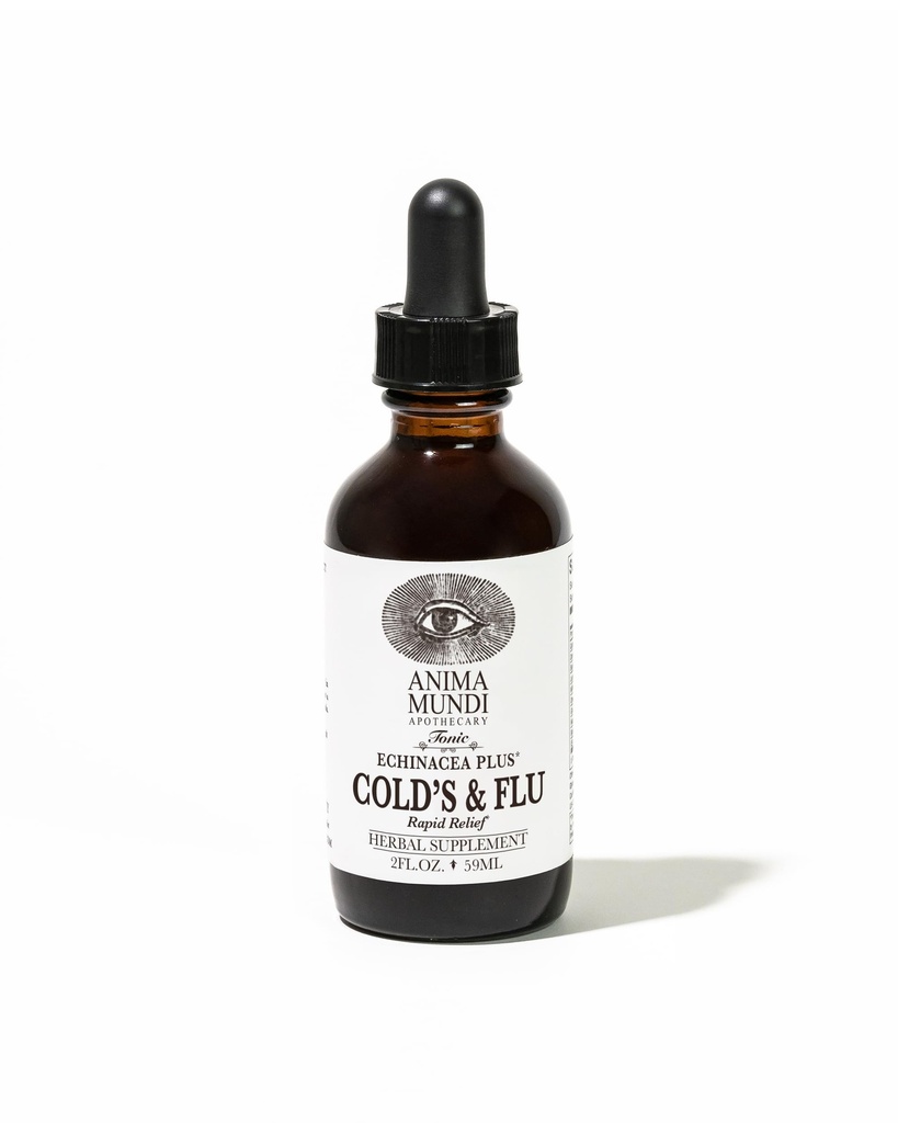 Anima Mundi Apothecary Cold & Flu Tonic - Picături de suport imun cu echinacea, Usturoi, Root & Fresh Ginger - Suport Sistem imunitar Supliment lichid (2oz / 60ml)