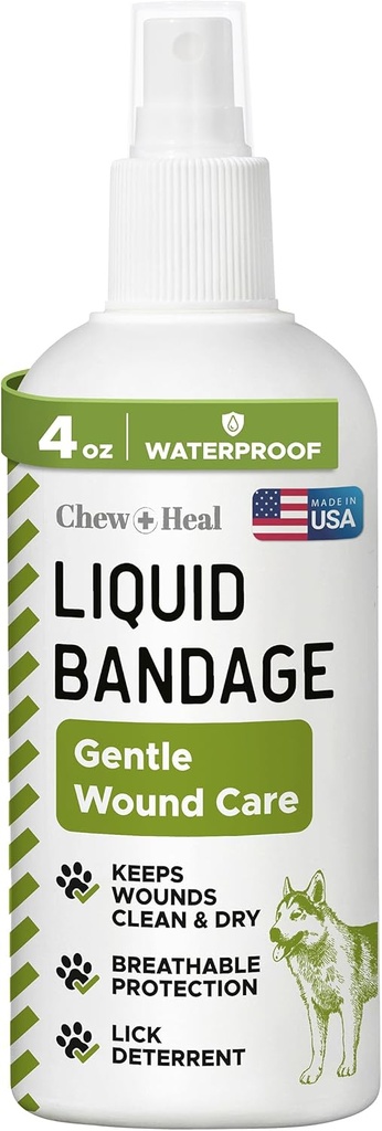 Bandaje de animale de companie lichid pentru câini - 4 oz Spray cu Aloe - Răni de îngrijire pentru câini, inclusiv tăieturi, zgârieturi și cusături - respirabil și impermeabil
