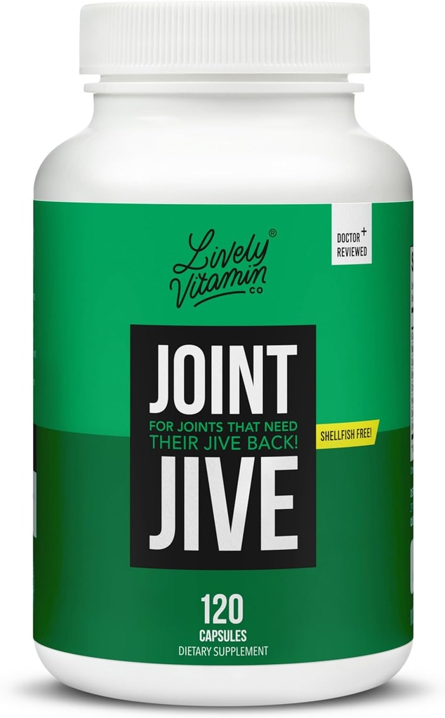 VITAMIN CO. Joint Jive - Lubricate Joints (Knee, Ankle, Neck, Shoulder, Back) - Colagen - Glucosamine - MSM - Querbetin - Chondroitin - Devils Claw - Shellfish-Free Formula - 120 Count