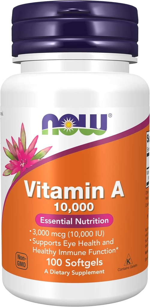 Vitamina A 10000 UI, 100 Sgels by Now Foods (Pachet de 3)