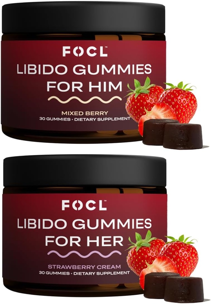 FOCL Femeie & Barbat Libido Booster Set de intimitate - 1 luna de aprovizionare Ligido Gumies pentru barbati si femei cu buruieni Horny Goat 