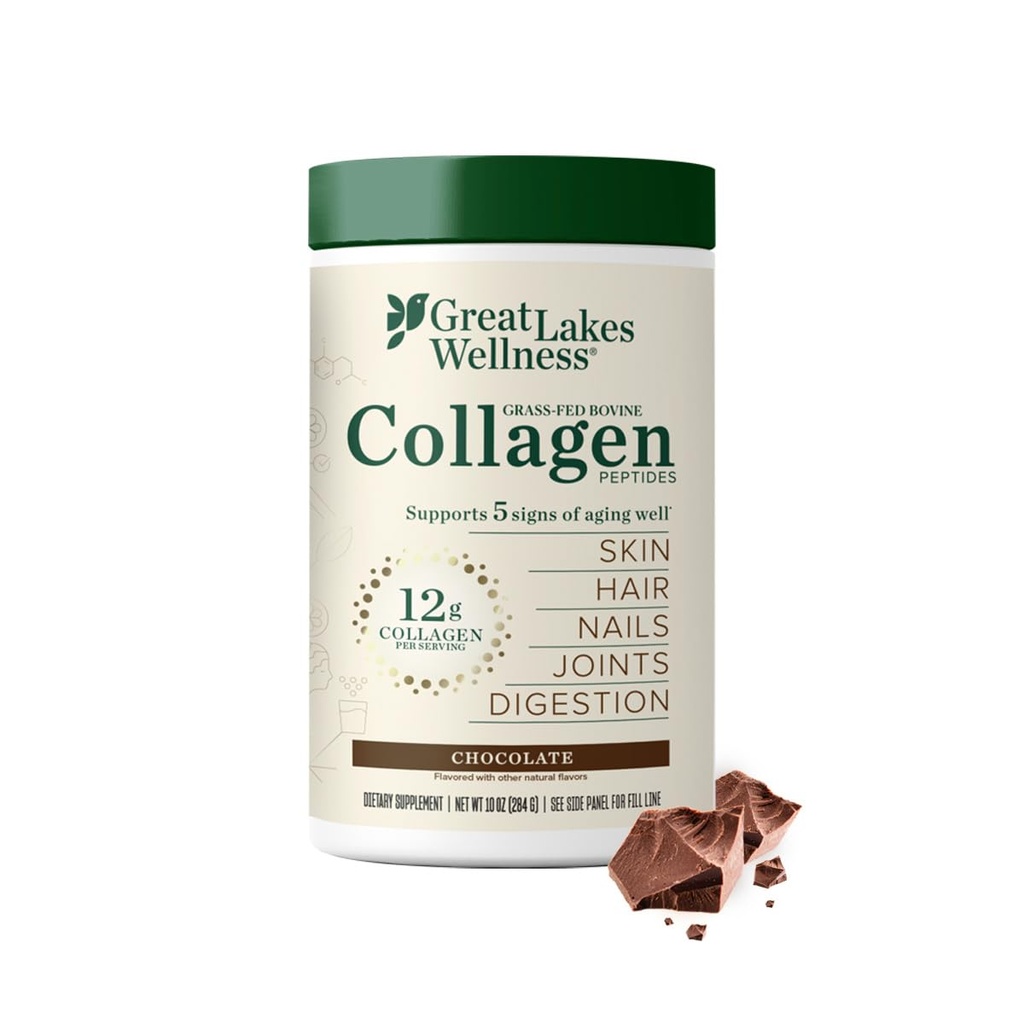 Mari Lacuri Wellness Colagen Peptides Pulbere pentru piele, păr, unghii, articulații și digestia - Aroma de ciocolată - Distilare rapidă Hidrolizată, Non-GMO, Kosher - 10 oz