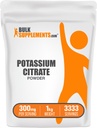 BulkSupplements.com Citrat de potasiu pulbere - pentru suport de hidratare, Supliment mineral, Potasiu 99mg - Gluten gratuit, 300mg per Serving, 1kg (2,2 lbs) (Pachet de 1)