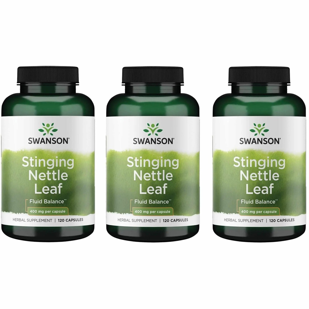 Swanson Stinging Nettle Leaf (Urtica Dioica) - Herbal Supplement Promovând tractul urinar și asistența de sănătate respiratorie - Poate sprijini echilibrul lichid sănătos - (120 capsule) (3 ambalaj)