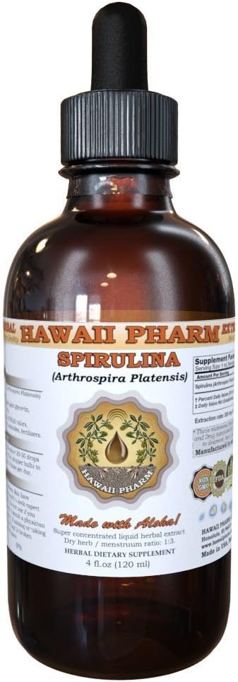 HawaiiPharm Spirulina Extract lichid, Spirulina organica (Arthrospira platensis) Tincture, Herbal Supliment, Made in USA, 2 fl.oz