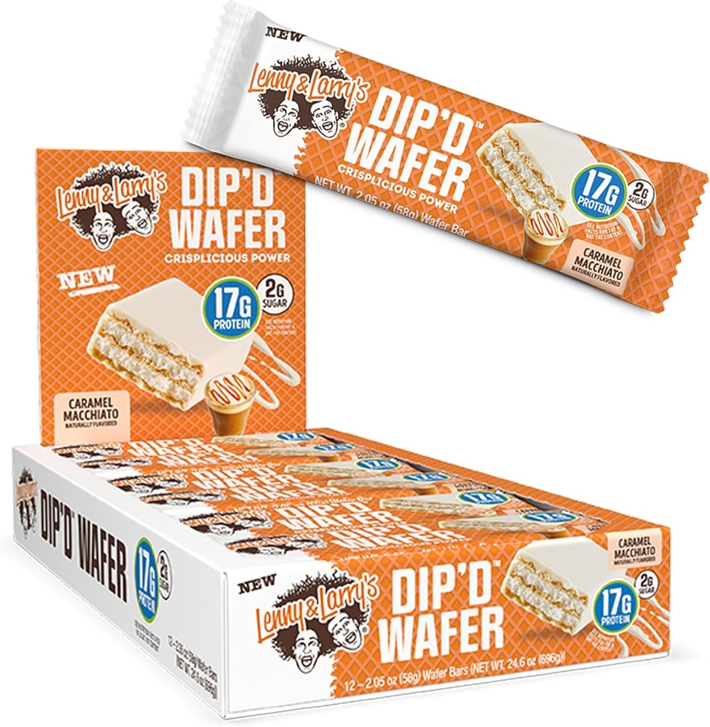 Lenny & Larry e şeful! Imunity BarTM, Caramel Macchiato, 17g Dairy & Plant Proteine, Probiotice, Cutie de 12