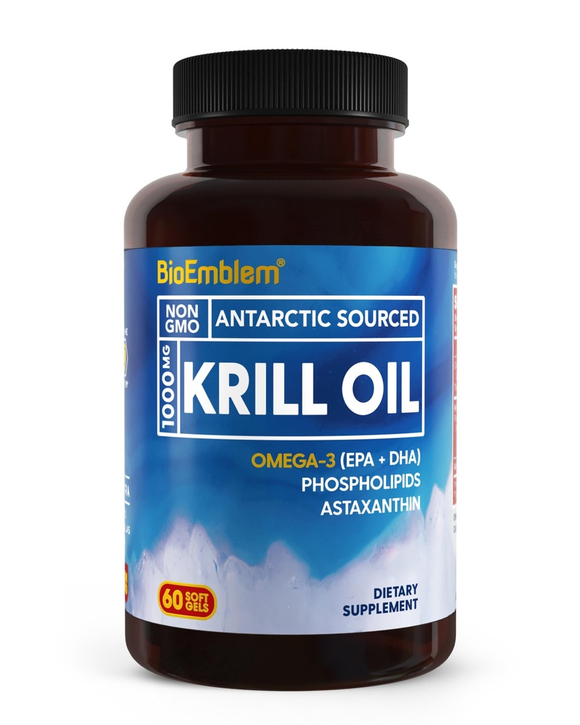 BioEmblem Antarctic Krill Suplimentul de ulei de la Omega-3 cu niveluri ridicate de EPA + DHA, Astaxanthin, și fosolipide 