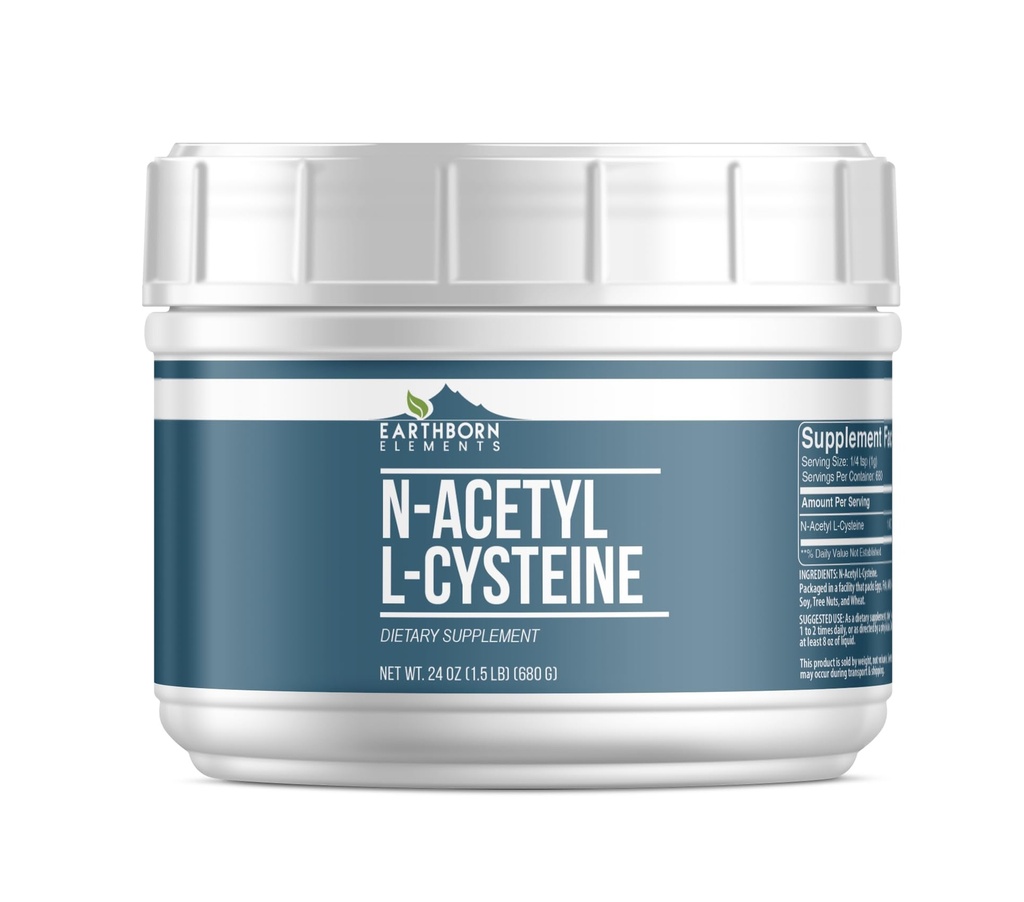 Elemente născute pe Pământ N-Acetil L-Cysteine (1, 5 lb), Supliment alimentar, Tub reutilizabil