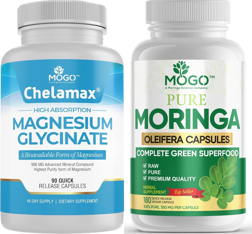 MOGO Pure Magneziu Glicinat şi Moringa Capsule - Superfood + Mai bine Minerale