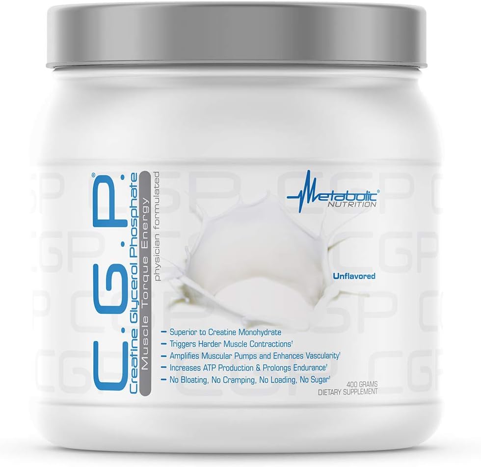 Metabolic Nutritie, CGP, Creatin Glicerol Fosfat, 100% Micronited Creatin Powder, Pre Intra Post Workout Supliment, Nearomat, 400 Grams