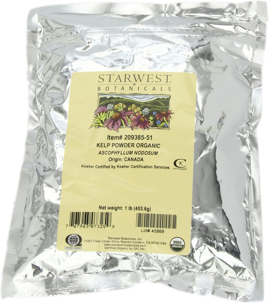 Starwest Botanics Organic Kelp Powder, 1 Pound (Pachet de 3)
