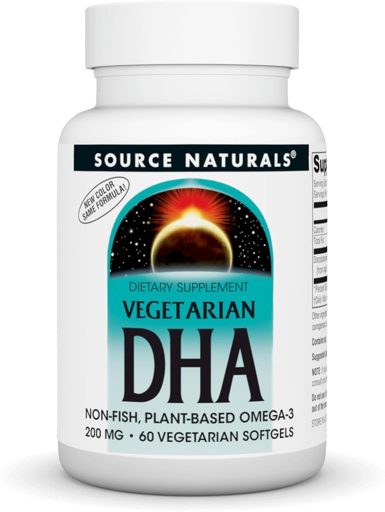 Sursa Naturals Vegetarian DHA cu neuromini, Omega-3 non-Fish-Based plante, 60 SoftGels