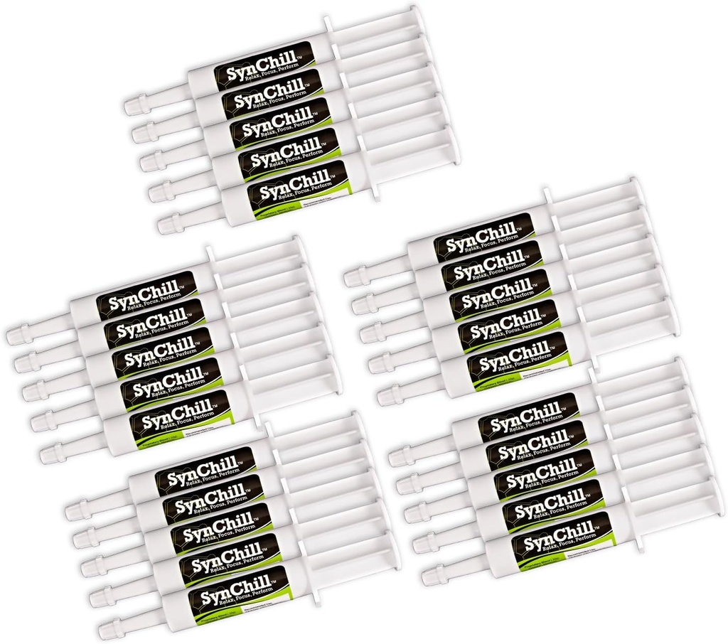 SynChill Cal Oral Calmare Gel, 100% Supliment natural și nutrițional, Rezultatele Lab Proven, Proiectat pentru Focus & Performanță, Aprobat de profesioniștii și veterinarii olimpici, Made in USA - 25-Pack