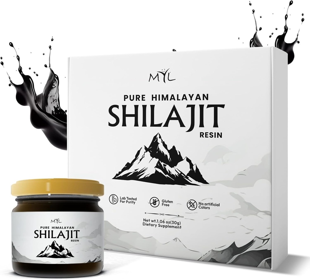 Shilajit Pure Himalayan Organic Shilajit Resin, Grad de aur pentru bărbaţi şi femei, susţine producţia de energie & Vitality cu 85 + Trace Minerale & Acid pelvian, 75 Serviri, 2.5 luni de aprovizionare.