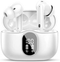 Btootos Wireless Earbuds Bluetooth 5.4 Căști Bass Stereo Ear Buds cu zgomot Anulare Mic LED Display în ureche Căști IP7 rezistent la apă 36H Timp de joacă pentru Laptop Pad Telefoane sport antrenament alb