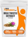 BulkSupplements.com Milk Thistle Extract pulbere - Supliment vegetal, Milk Thistle Supliment - Gluten gratuit, 250 mg pe servire, 500g (1.1 lbs) (Pachet de 1)