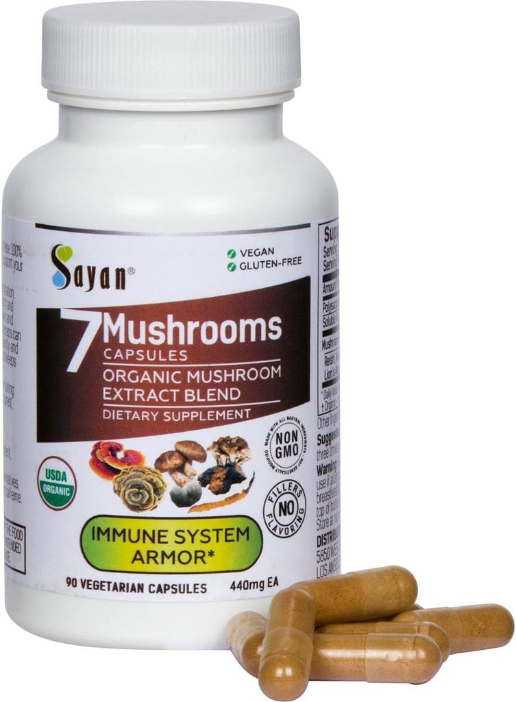 Sayan 7 Mushroom Extract 90 Capsules/440mg ea 