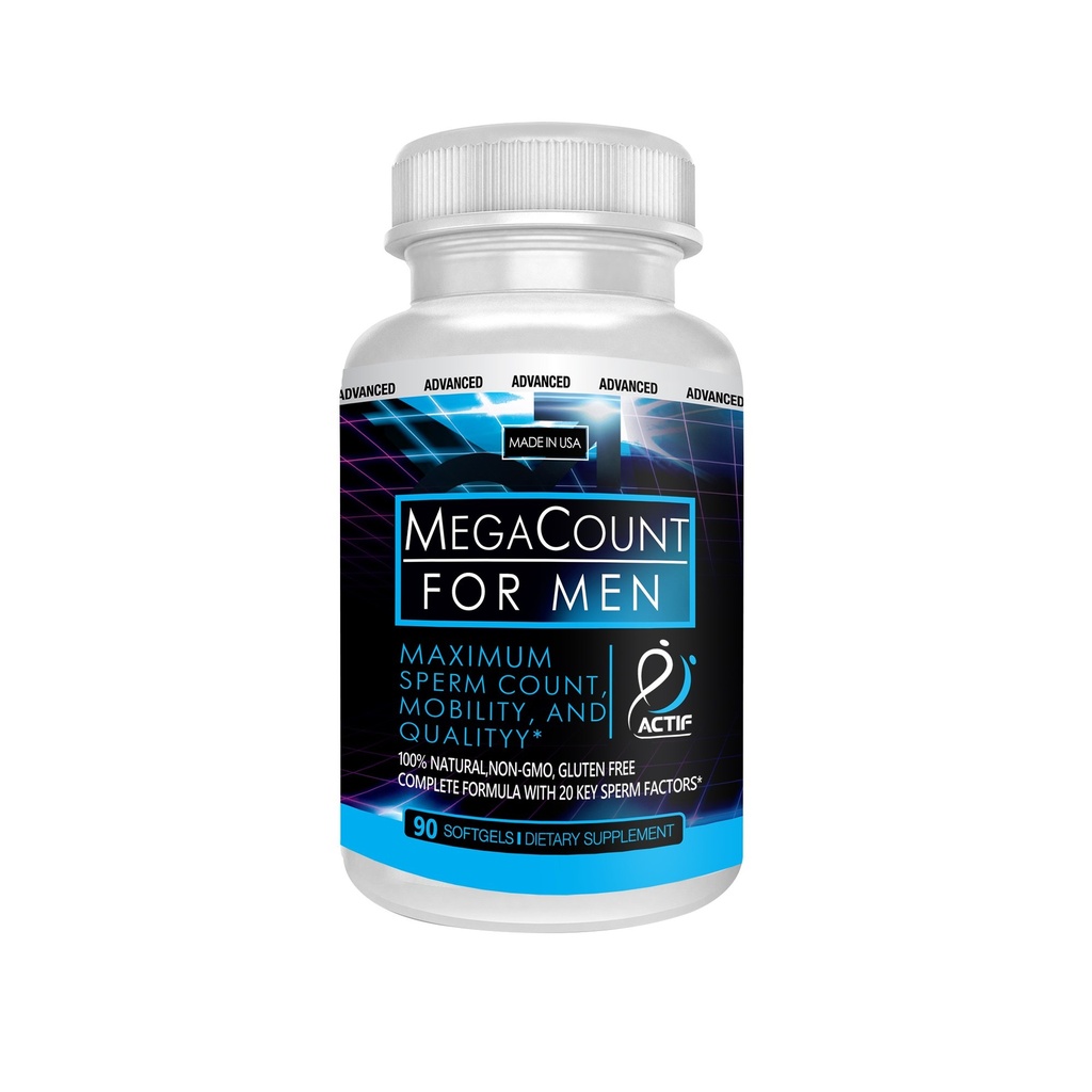 ACTIF MegaCount for Men - Suport maxim de fertilitate și Booster conte de spermă, dovedit clinic pentru a îmbunătăți numărul de spermă și motilitate - non-GMO, Made in USA, 90 Count