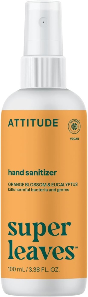 ATITUDE Spray de salubritate manuala pentru adulti si copii, EWG verificat, ucide Bacterii si Germeni, Vegan, Orange Blossom & Eucalipt, 3.38 Fl Oz (Spray Bottle)