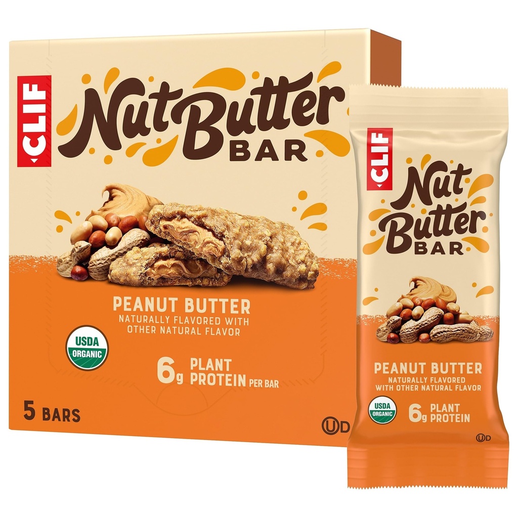 CLIF Nut Butter Bar - Unt de arahide - Baruri energetice umplute - Non-GMO - USDA Organic - Bazat pe plante - Glicemic scăzut - 1,76 oz. (5 Pack)