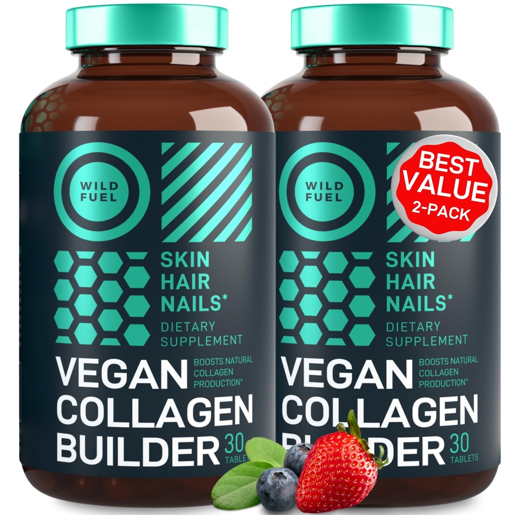 Suplimente Vegan Colagen Booster - Cruzimea-Free Suplimente Vegan Colagen - Biotin, Ecologic Superfood, Pe bază de plante Colagen Vitamine pentru piele, păr, unghii - 2-Pack, 60 Vegetarian Colagen Boost pastile