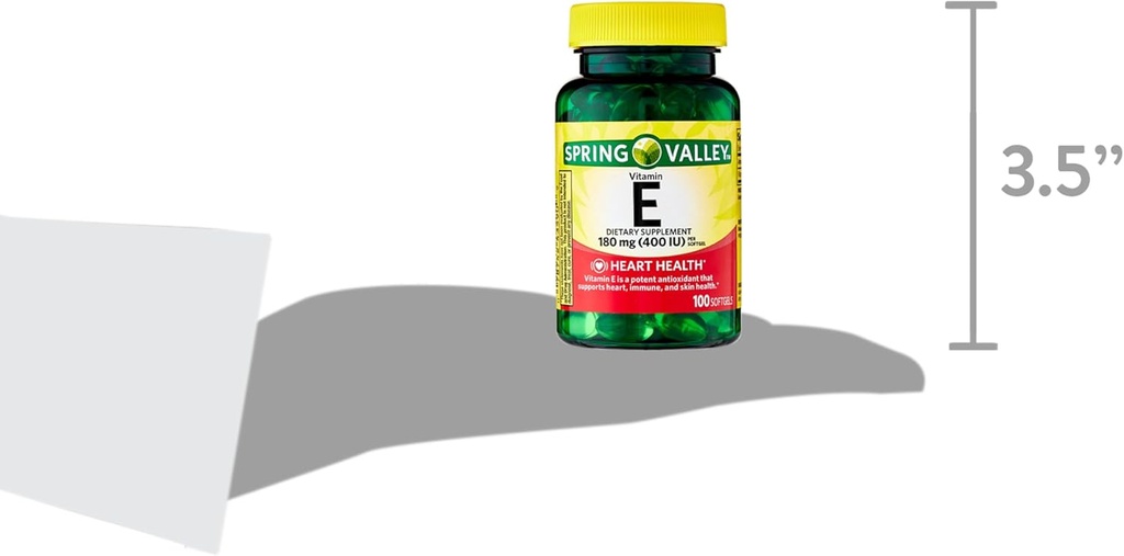 Spring Valley Vitamina E Heart Health Supliment alimentar Softgels, 180 mg (400 UI), 200 Conte