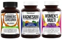 FarmHaven Magneziu + Multivitamine pentru femei + Curcumină turmerică cu Pepper negru BioPerine