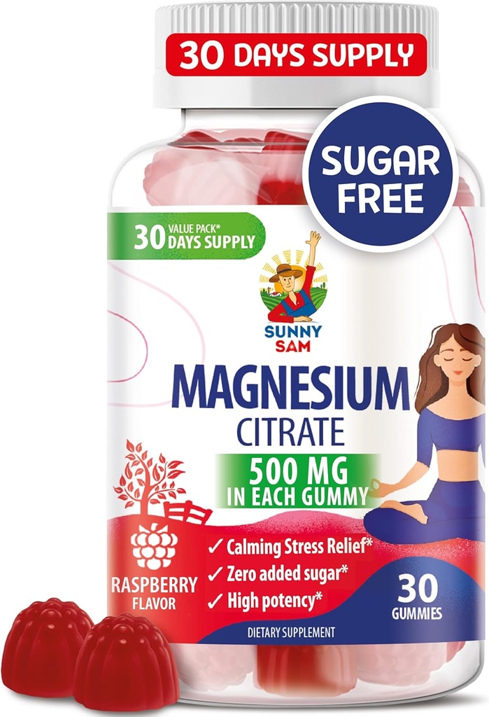 Gume de magneziu pentru copii si adulti - 500 mg - Chews de magneziu calm - Citrat de magneziu supliment masticabil pentru sustinerea mood & muschi