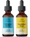 HERBAMAMA Herbal Liquid Drops Kit - Bundle of Stinging Nettle & Dandelion Root Tincture 2 fl oz - Vegan, Non-GMO, Sugar & Alcool-Free - 2 Pack