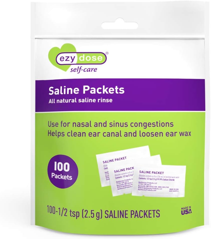 EZY DOSE Pachete de clătiri nazale, înfăşurate individual Sinus Refill Packets, Nasal Relief, 100 Conte, Made in the USA
