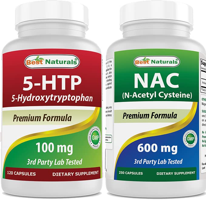 Cel mai bun Naturals 5-HTP (5-hidroxitriptofan) 100 mg & NAC - N Acetil Cysteine 600 mg