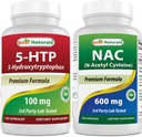 Cel mai bun Naturals 5-HTP (5-hidroxitriptofan) 100 mg & NAC - N Acetil Cysteine 600 mg