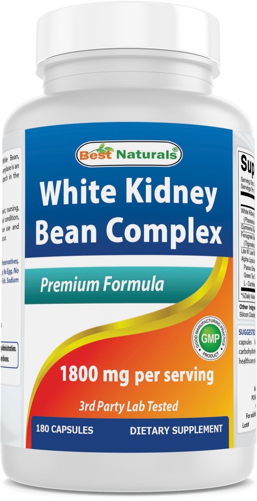 Cel mai bun Naturals White Bean White Complex 1800 mg per Serving- 180 capsule. Fără GMO și fără gluten