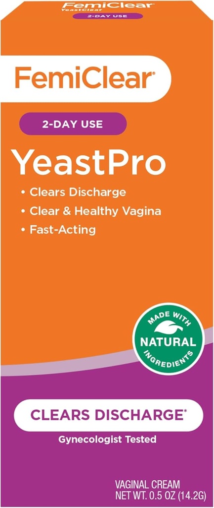 FemiClear YeastPro Cream, Clears Descărcare de gestiune, Fast-Action, Made with Natural Ingrediente, Ginecolog testat, 0.5oz Cream
