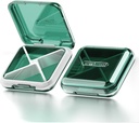 DUBSTAR Daily Pill Organizator,4 Compartimente Portable Travel Case cu pastile mici, Cutie cu pastile pentru buzunar Purse pentru a deține vitamine, ulei de ficat Cod, suplimente și medicamente (verde)