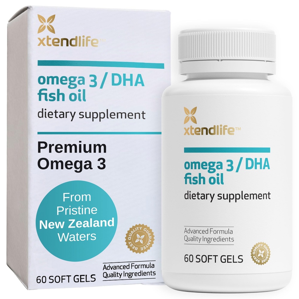 Xtendlife Omega 3 DHA ulei de pește - 1100mg cu 700mg DHA și 300mg EPA - Omega 3 6 9 Supliment pentru inimă și creier - 1 lună de aprovizionare (60 Conte)
