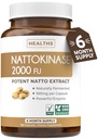 Sănătate Harmony Nattokinaza 2000 FU (non-GMO) Puternic Nattokinaza Supliment făcut din soia fermentată natural - (6 lună de aprovizionare) 180 Vegan Natto capsule
