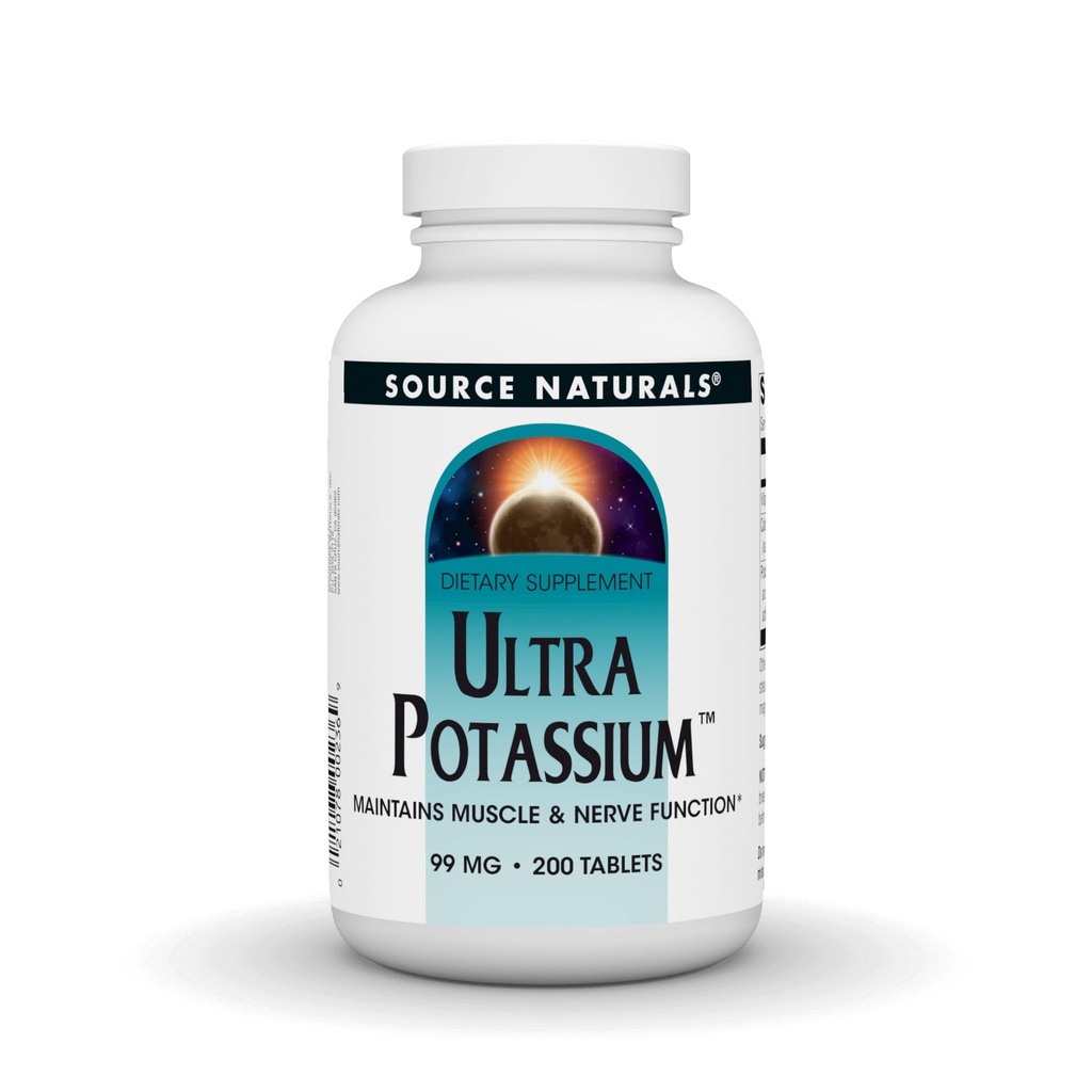 Naturals sursă Ultra Potasiu 99 mg menține funcția musculară și nervoasă - Supliment alimentar - 200 comprimate