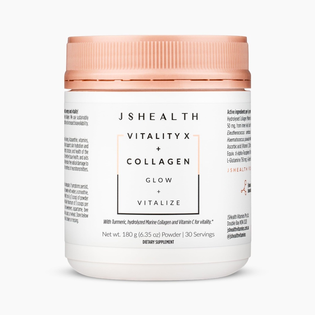JSHealth Vitamine Vitality X + Colagen - Beauty Powder Supliment cu Aloe Vera Siliciu și vitamine C & E la Nourish Hair Skin and Nails (180g)