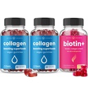 NutraChamps Păr complet, Piele şi unghii Bundle - Biotin, Colagen, Keratina & More