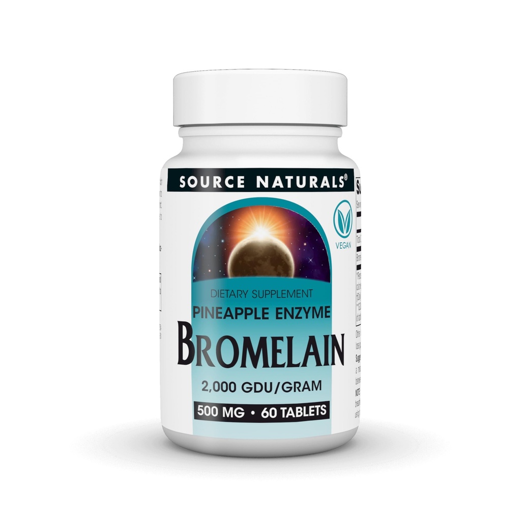 Sursa Naturals Bromelain, 2000 GDU/GRAM, Ananas Enzyme, 500 MG - 60 comprimate