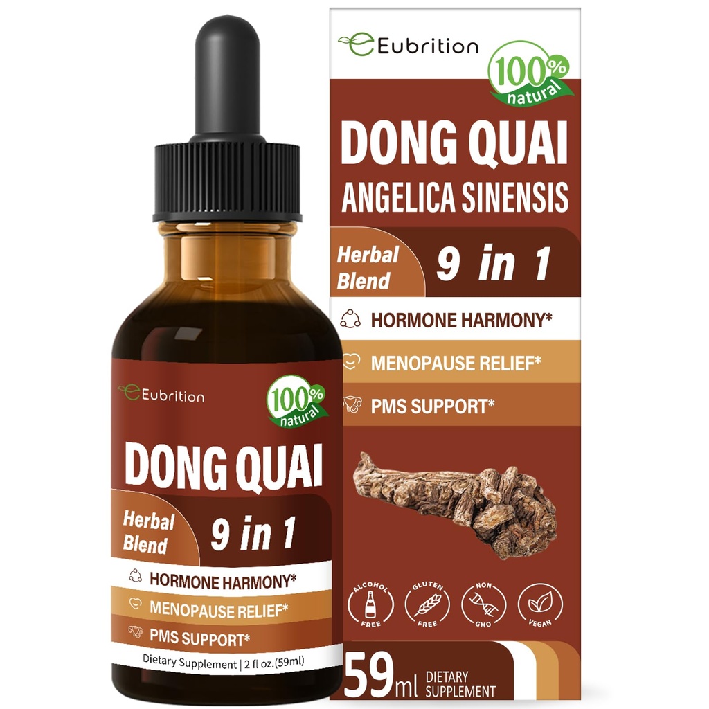 Dong Quai supliment lichid pentru femei, Angelica Sinensis Root Extract de tinctură suport Menopause & PMS Relief, Hot Flashes, Herbal Blend picături cu roșu Clover Schindugreek. 2oz