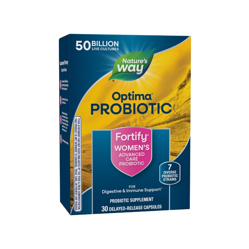 Natura's Way Fortify Optima Women's Probiotics, 50 Miliarde de culturi live, 7 Strains, Supports Digestive and Immune Health*, 30 Capsules (Packagging May Vary)