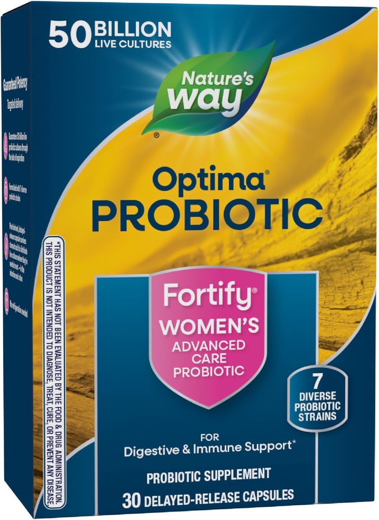 Nature's Way Fortify Optima Women's Probiotics, 50 Billion Live Cultures, 7 Strains, Supports Digestive and Immune Health*, 30 Capsules (Packaging May Vary)