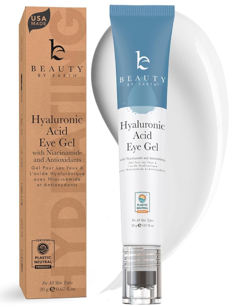 Frumusețe de Pământ sub crema ochi - răcire anti-îmbătrânire Acid hialuronic ochi Gel pentru cercuri întunecate, Puffiness & riduri